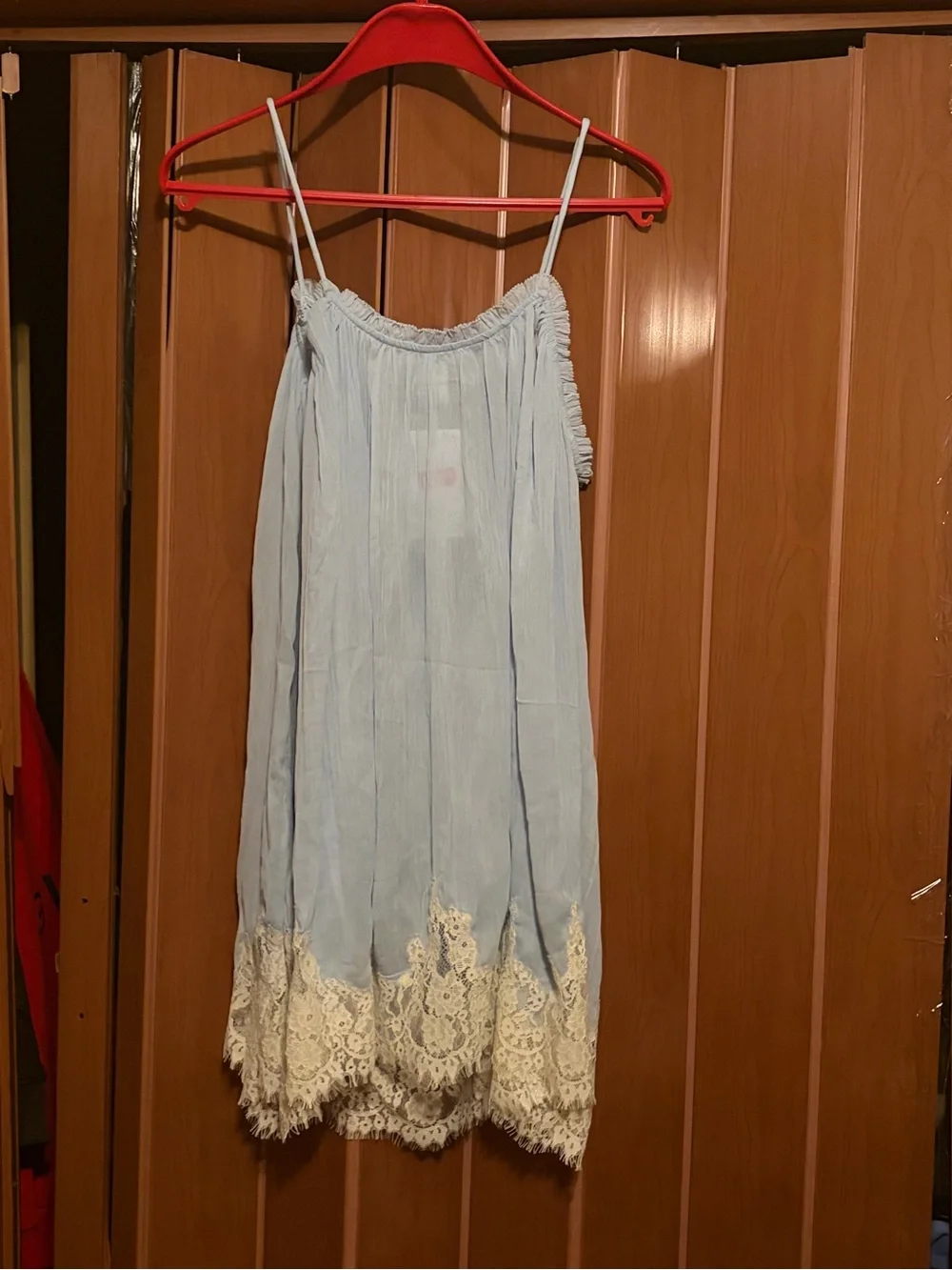H&M Lace Trim Light blue Chiffon Strappy Dress NWT size Small